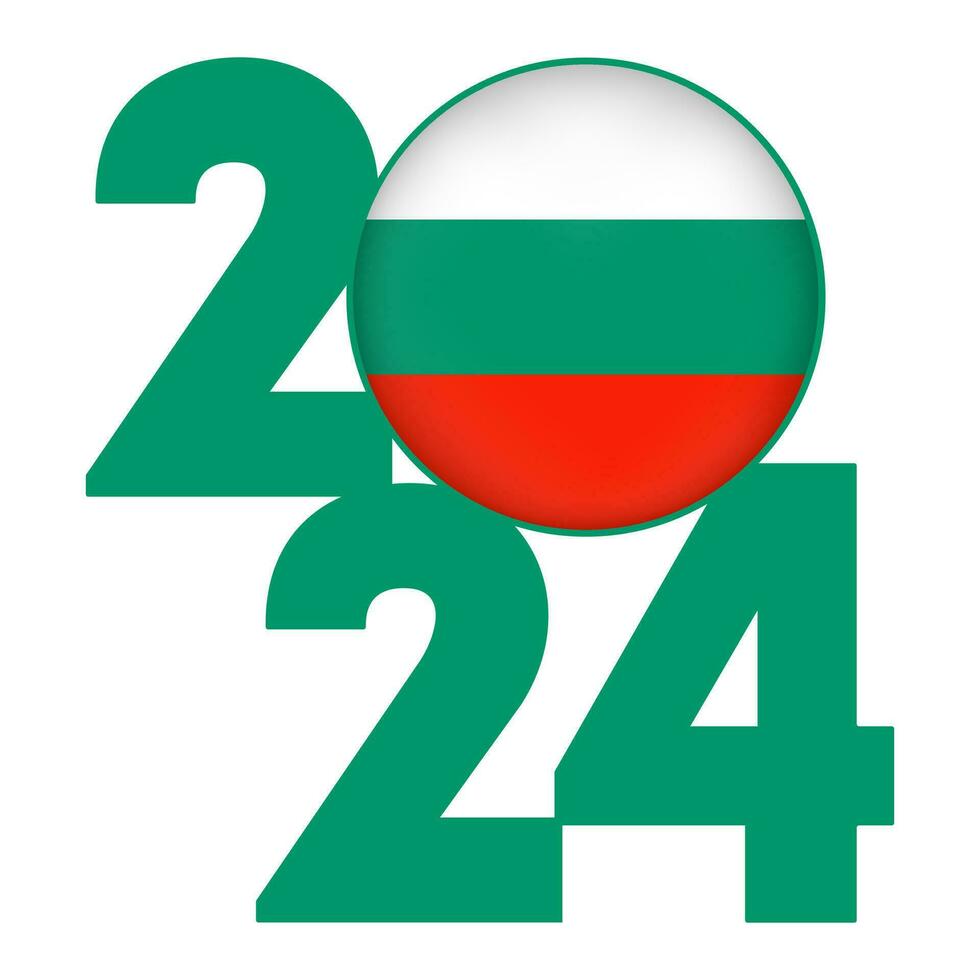 contento nuevo año 2024 bandera con Bulgaria bandera adentro. vector ilustración.