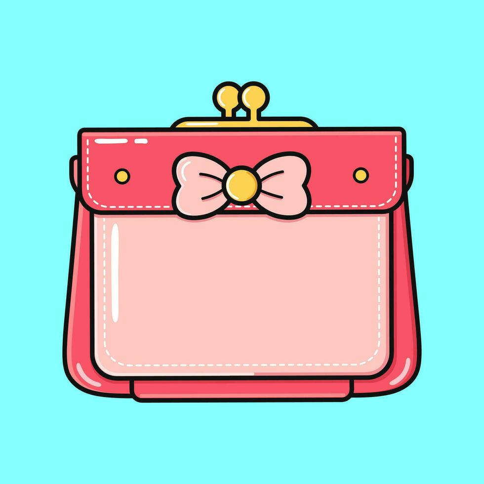 Cute funny Wallet with money and credit card. Vector hand drawn cartoon kawaii character illustration icon. Isolated on blue background. Wallet with money and credit card character concept