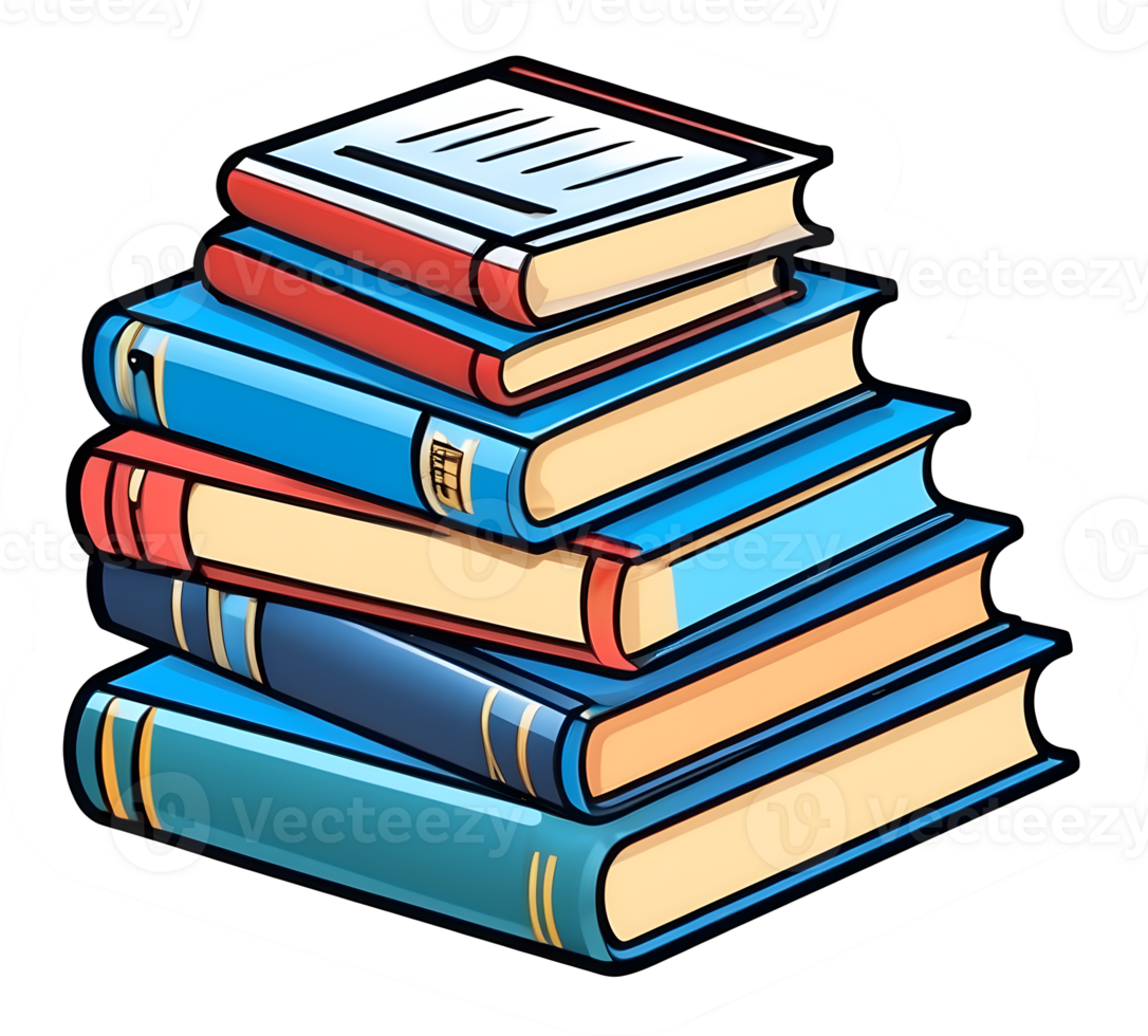 a stack of books on ai generative png