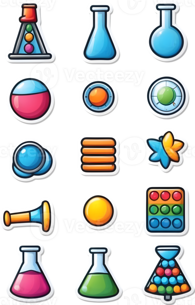 various school supplies icons on  ai generative png