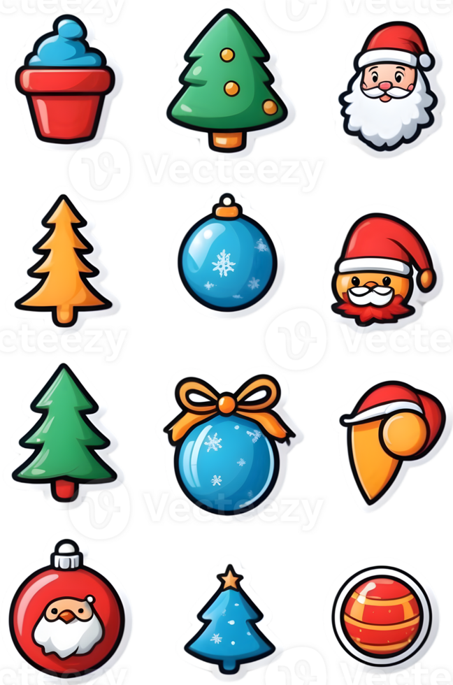 christmas icons set illustration ai generative png