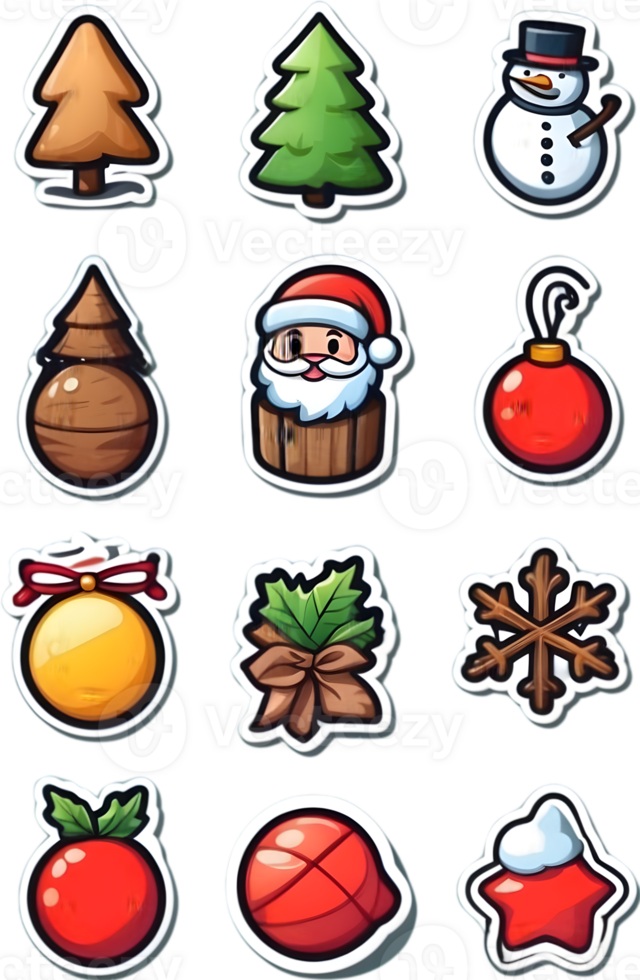 christmas icons set illustration ai generative png