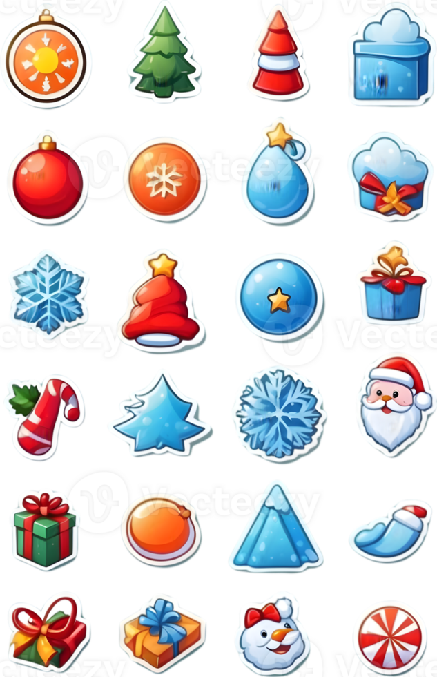 christmas icons set illustration ai generative png