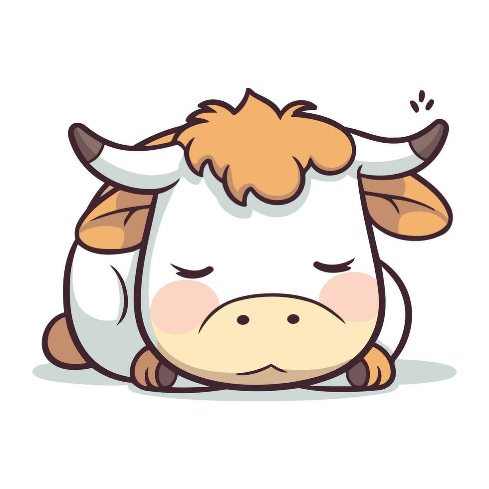 Cute cartoon cow. Vector illustration isolated on a white background.