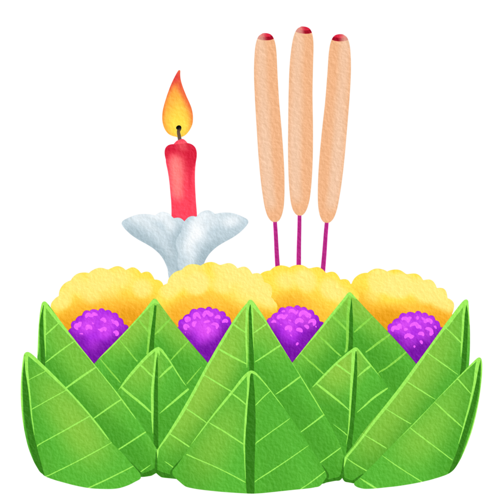 illustration of Loy Krathong festival in watercolour style png