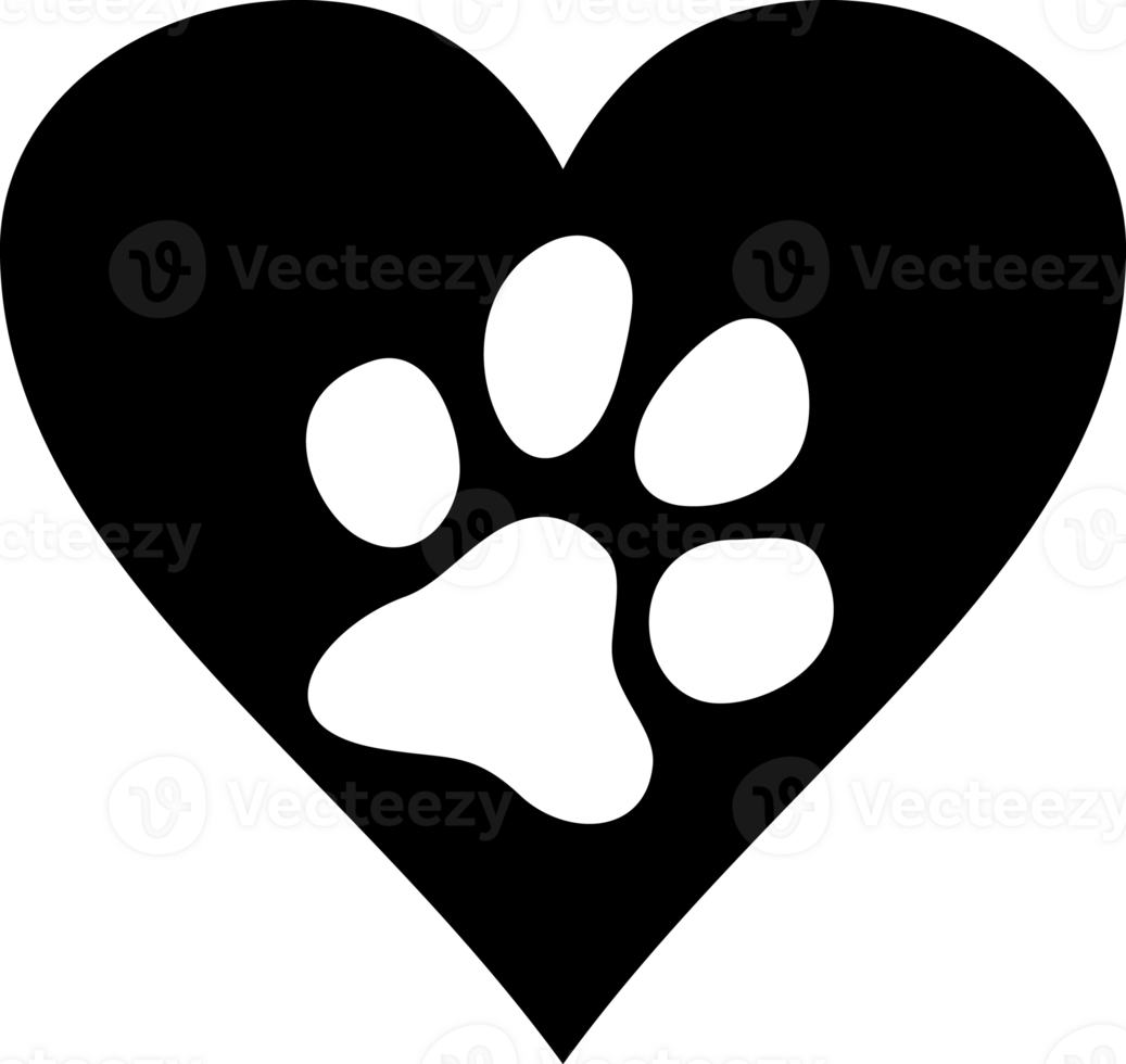 Paw Print Heart PNG Illustration