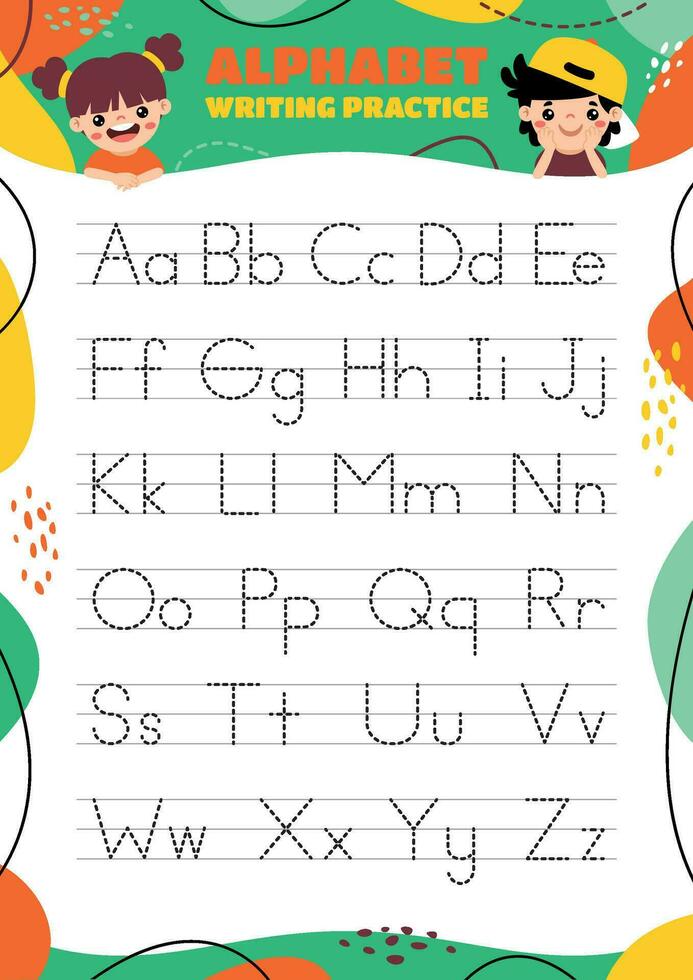 Alphabet Tracing Worksheet For Children vector