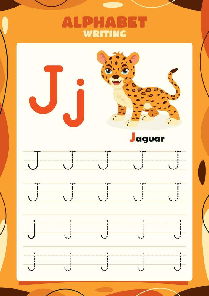 Alphabet Tracing Worksheet Template With Animal vector