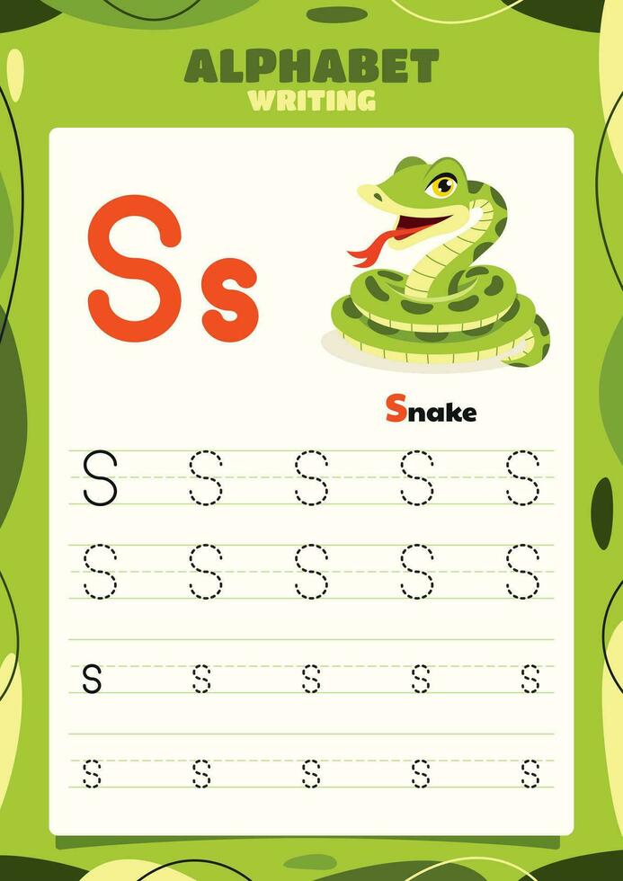 Alphabet Tracing Worksheet Template With Animal vector