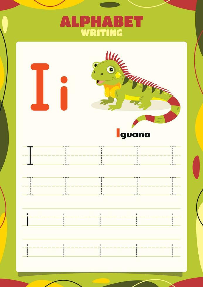 Alphabet Tracing Worksheet Template With Animal vector