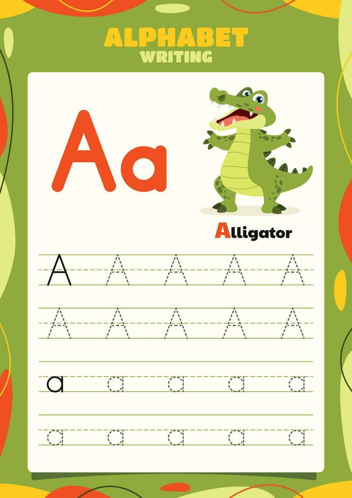 Alphabet Tracing Worksheet Template With Animal vector