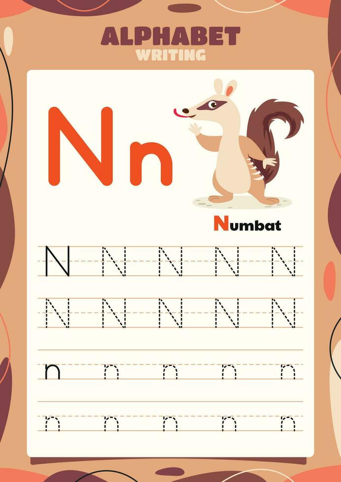 Alphabet Tracing Worksheet Template With Animal vector