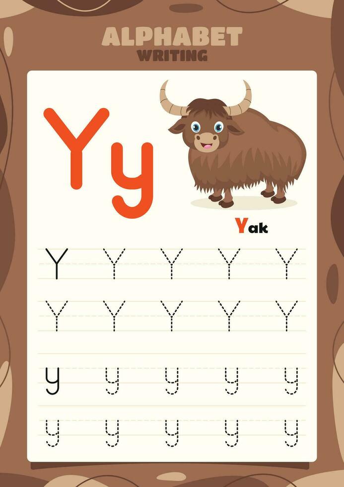 Alphabet Tracing Worksheet Template With Animal vector