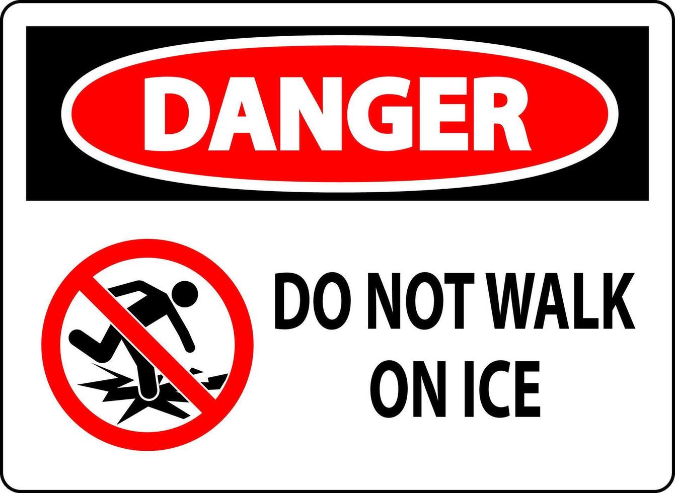 Danger Sign Do Not Walk On Ice vector