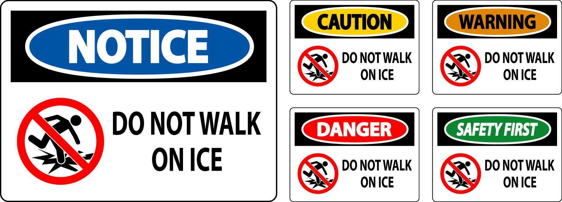 Danger Sign Do Not Walk On Ice vector