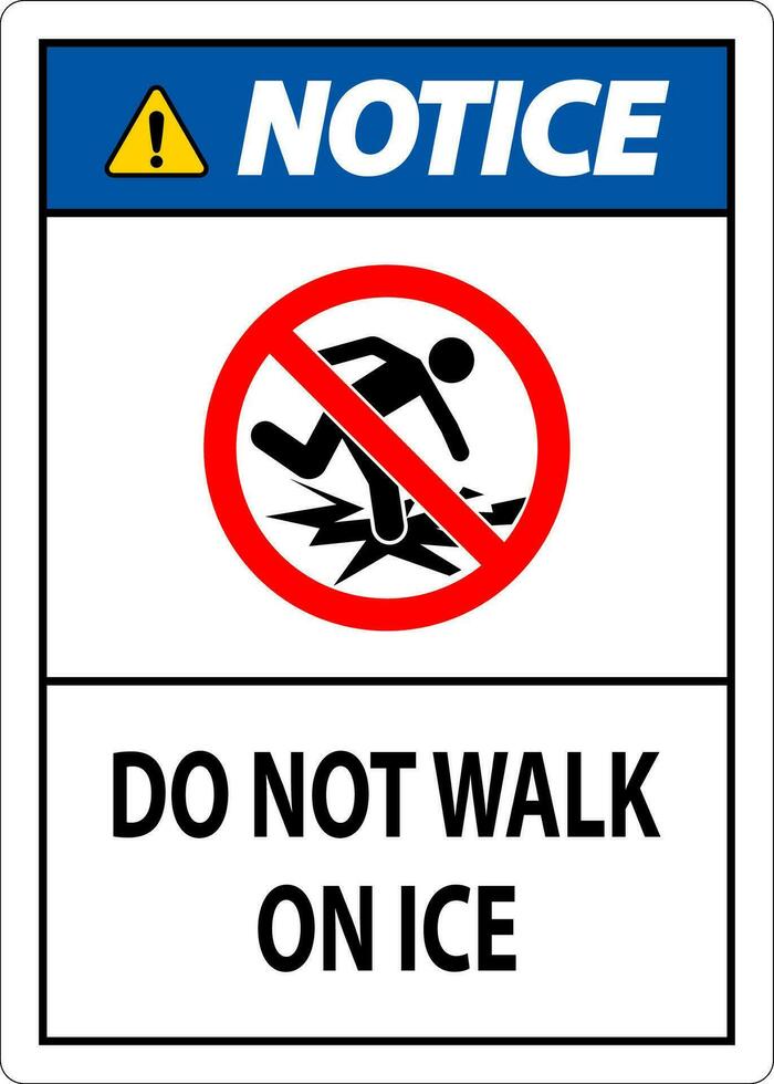 Notice Sign Do Not Walk On Ice vector
