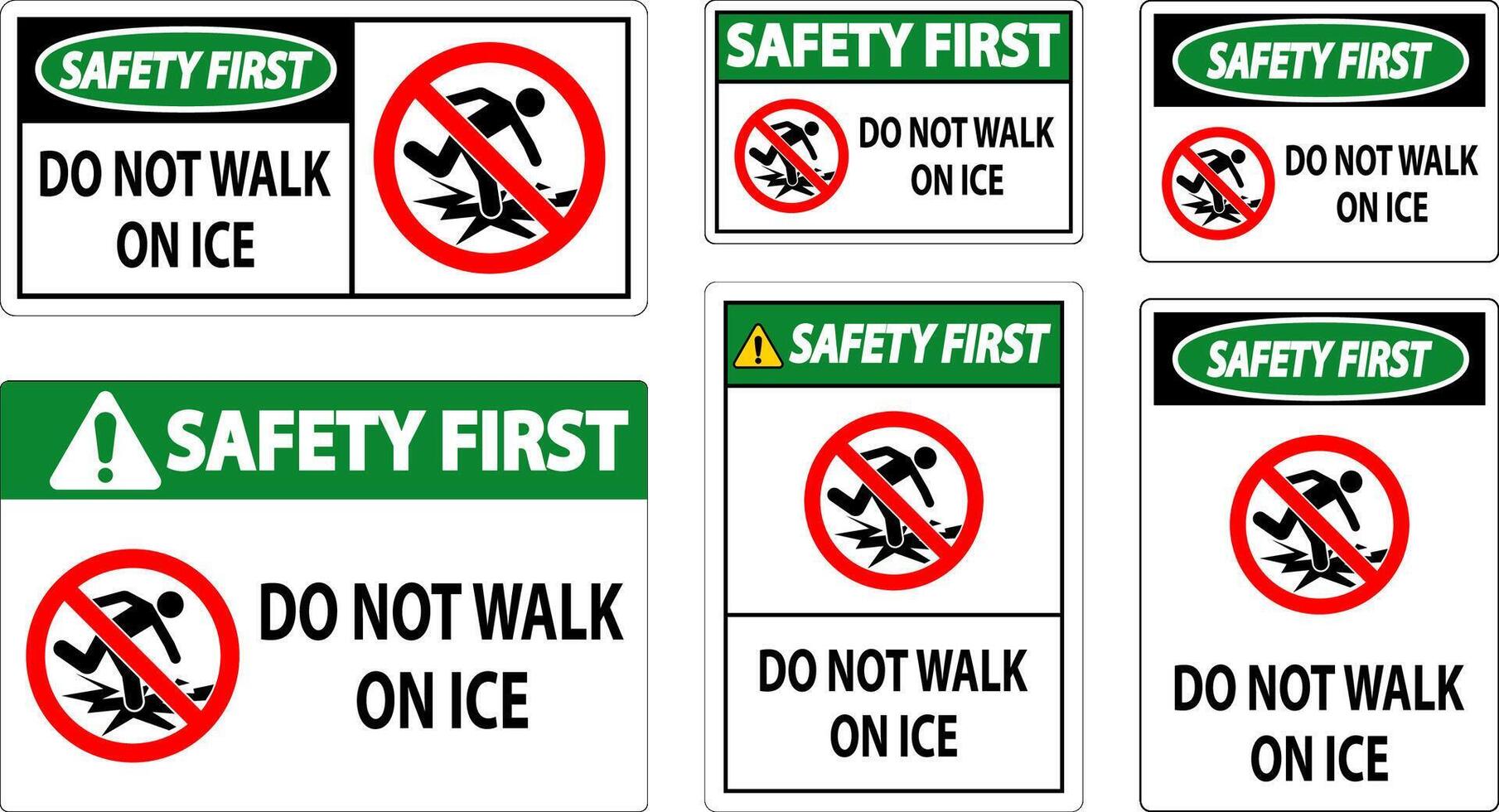 Safety First Sign Do Not Walk On Ice vector