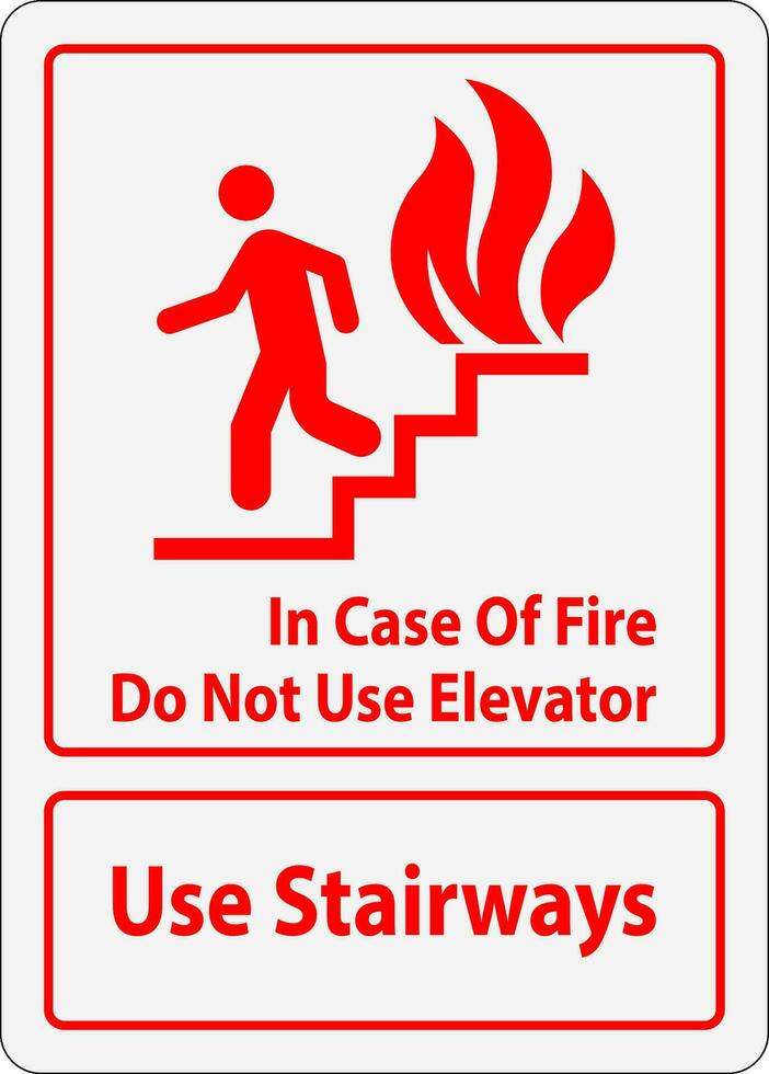en caso de fuego firmar hacer no utilizar ascensor, utilizar escaleras vector