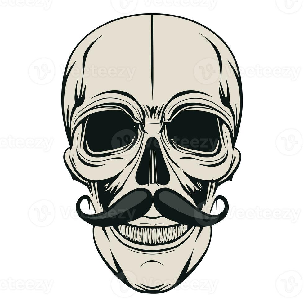 gráfico cráneo con Bigote en un blanco antecedentes - movember foto