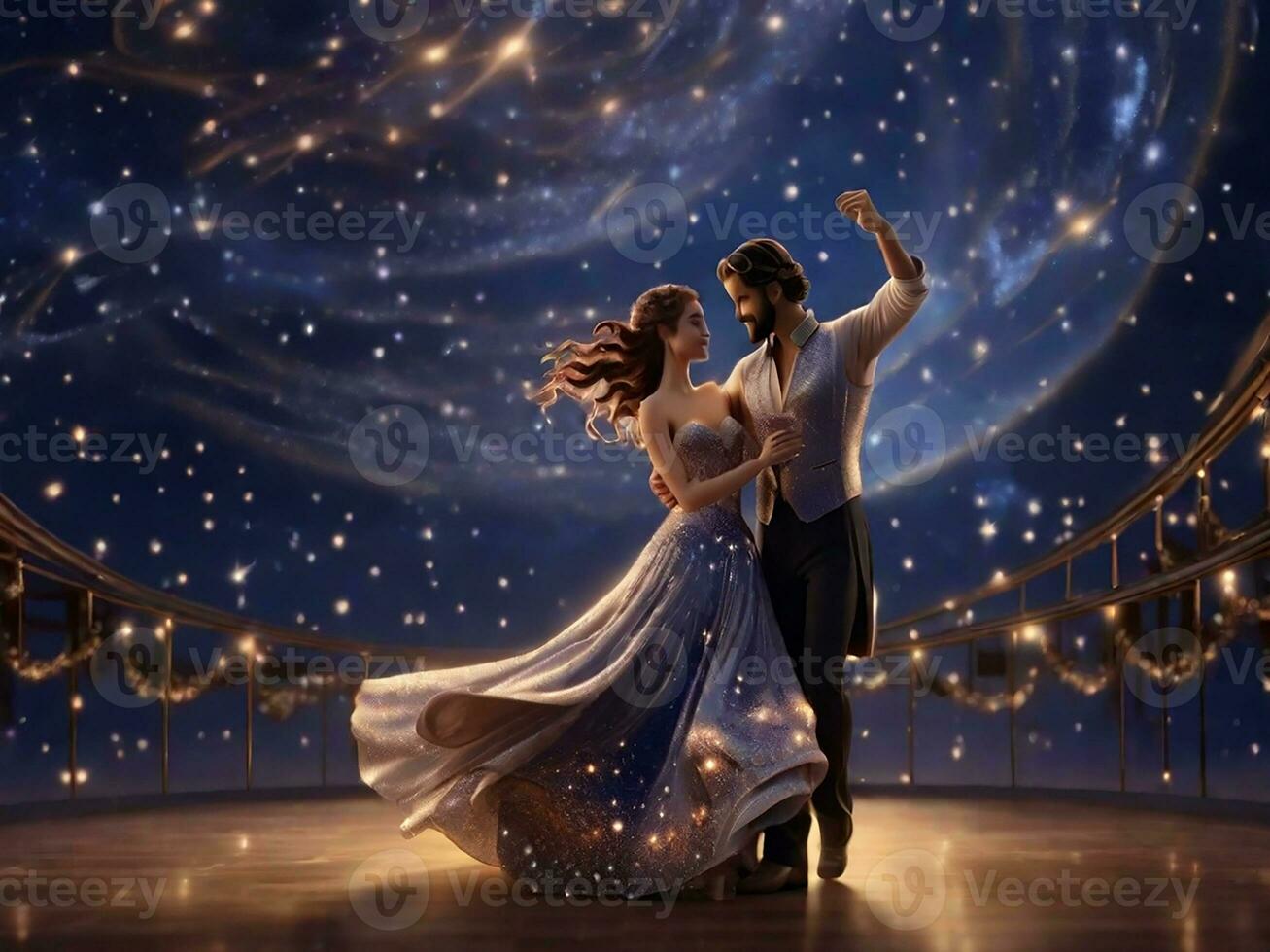 Couple Dancing In The Night. Generative Ai photo