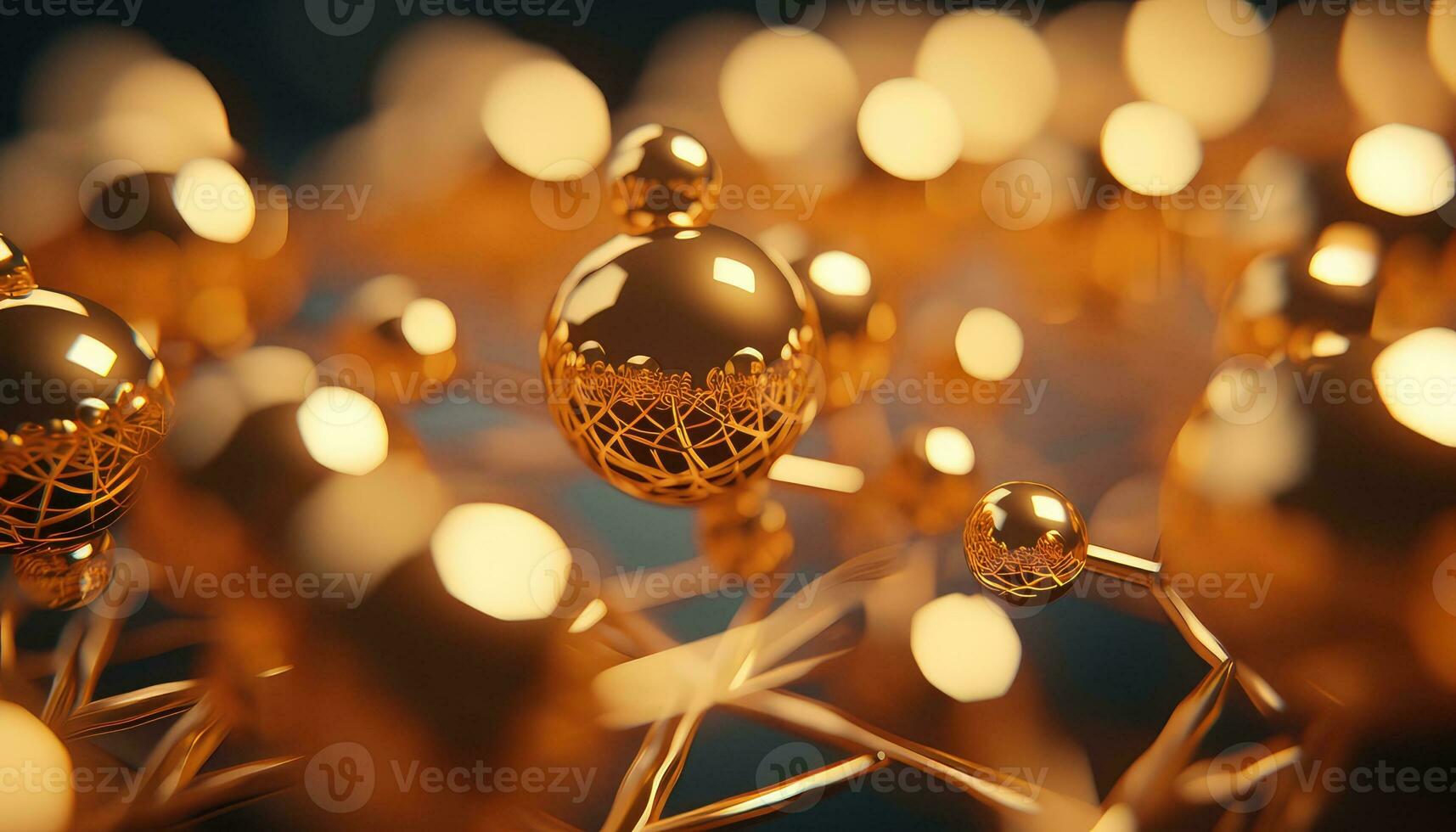 Metal Atoms Falling on Hexagonal Surface AI generated photo
