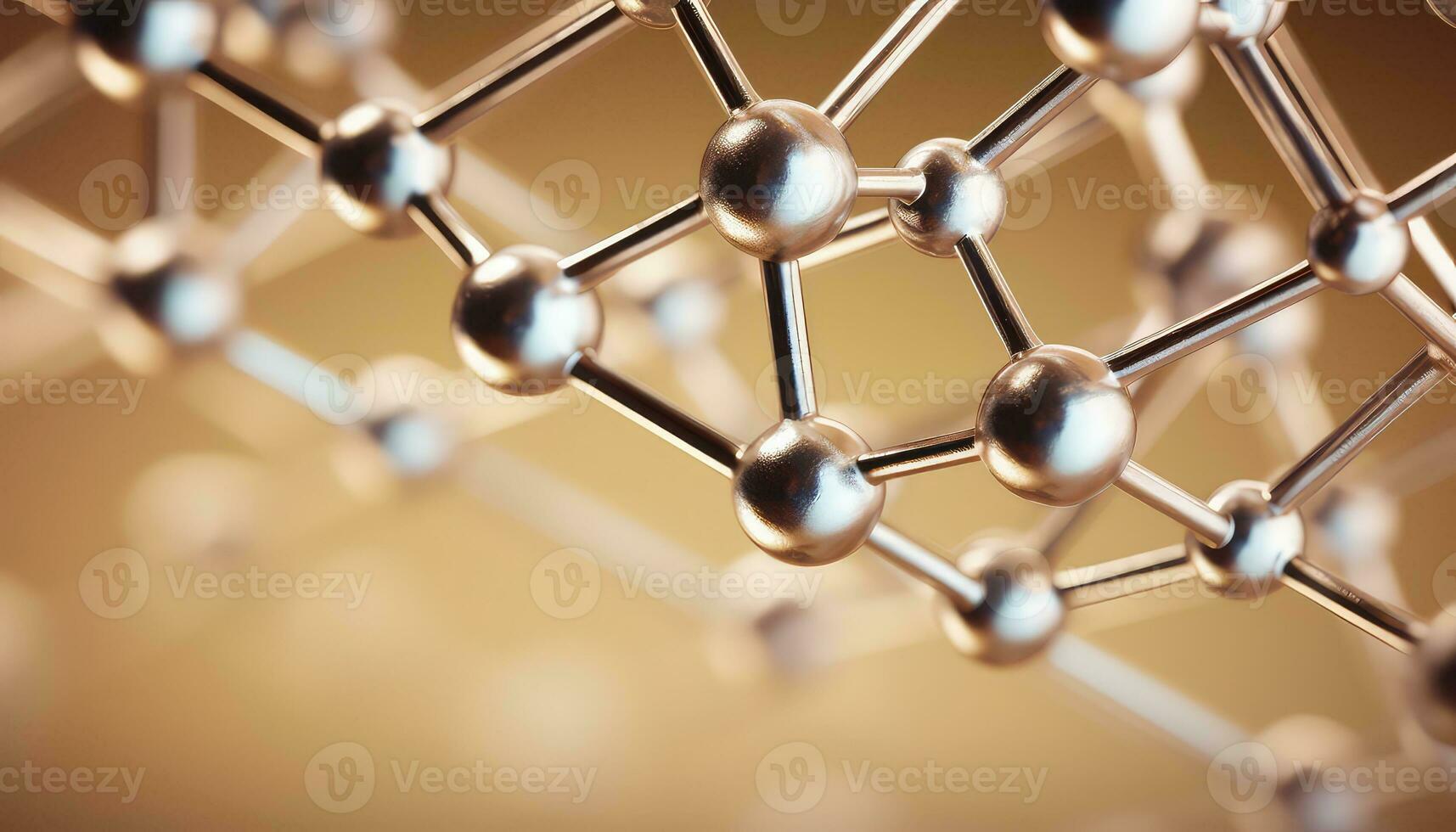 Metal Atoms Falling on Hexagonal Surface AI generated photo