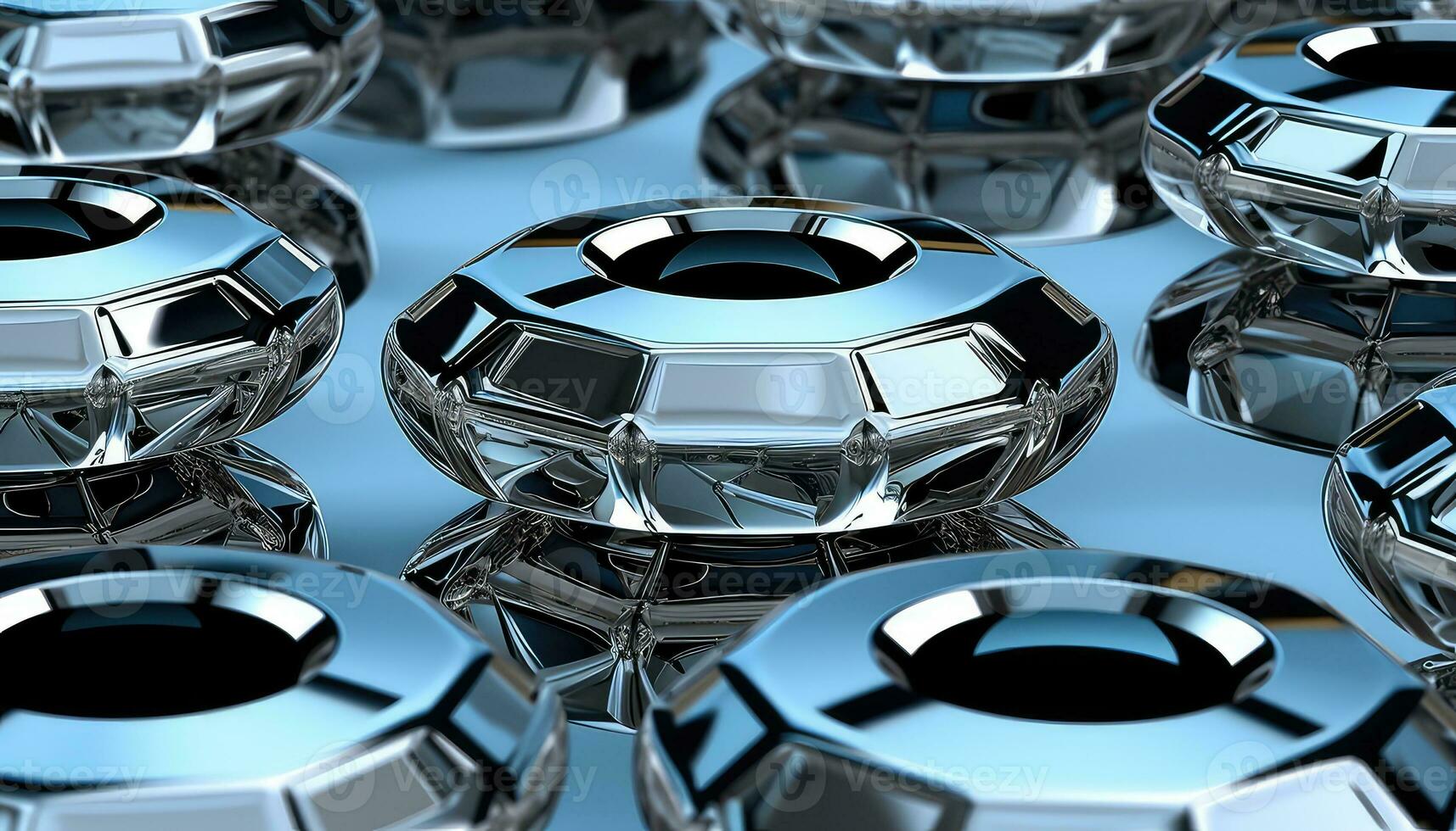 Metal Atoms Falling on Hexagonal Surface AI generated photo