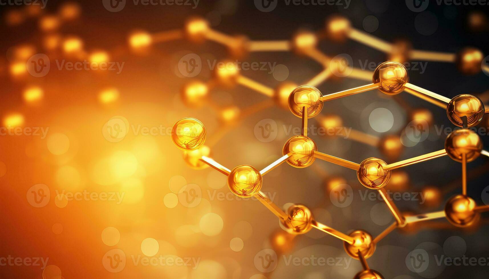 Metal Atoms Falling on Hexagonal Surface AI generated photo