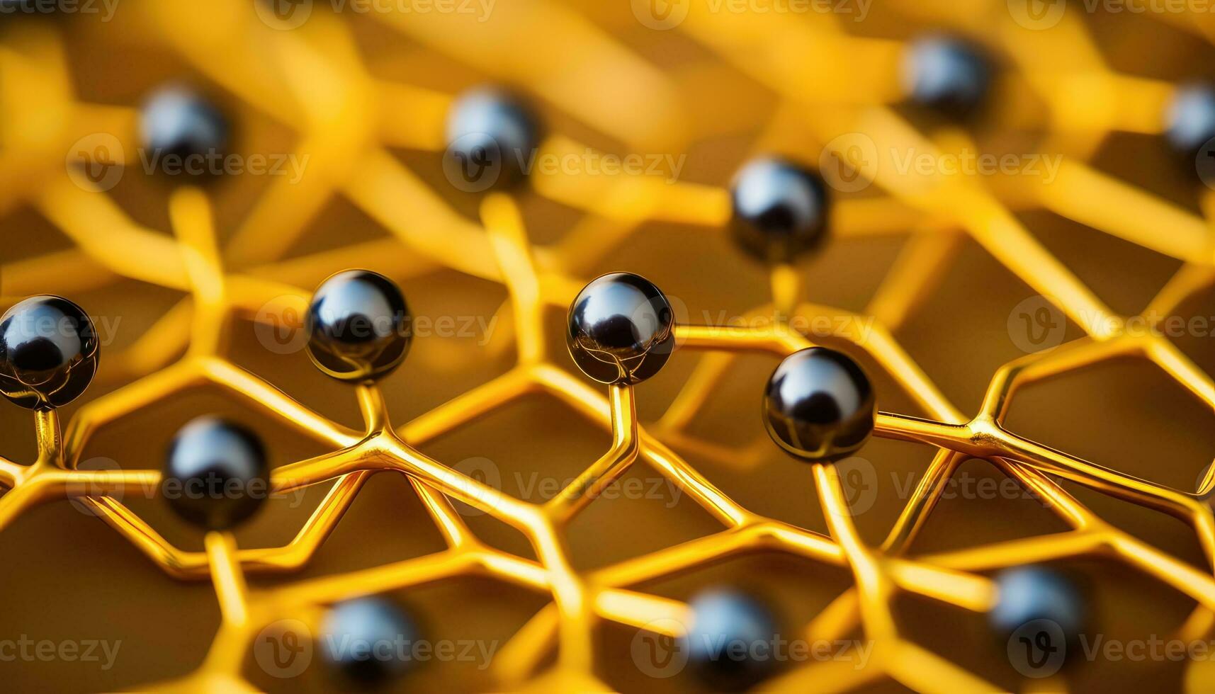 Metal Atoms Falling on Hexagonal Surface AI generated photo
