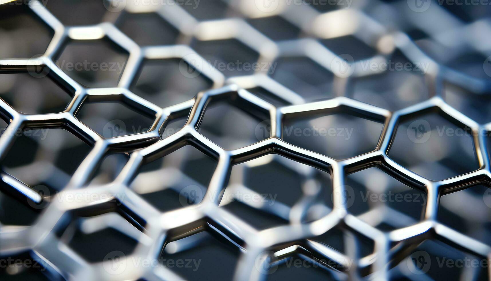 atómico ducha metal átomos en hexagonal cuadrícula ai generado foto