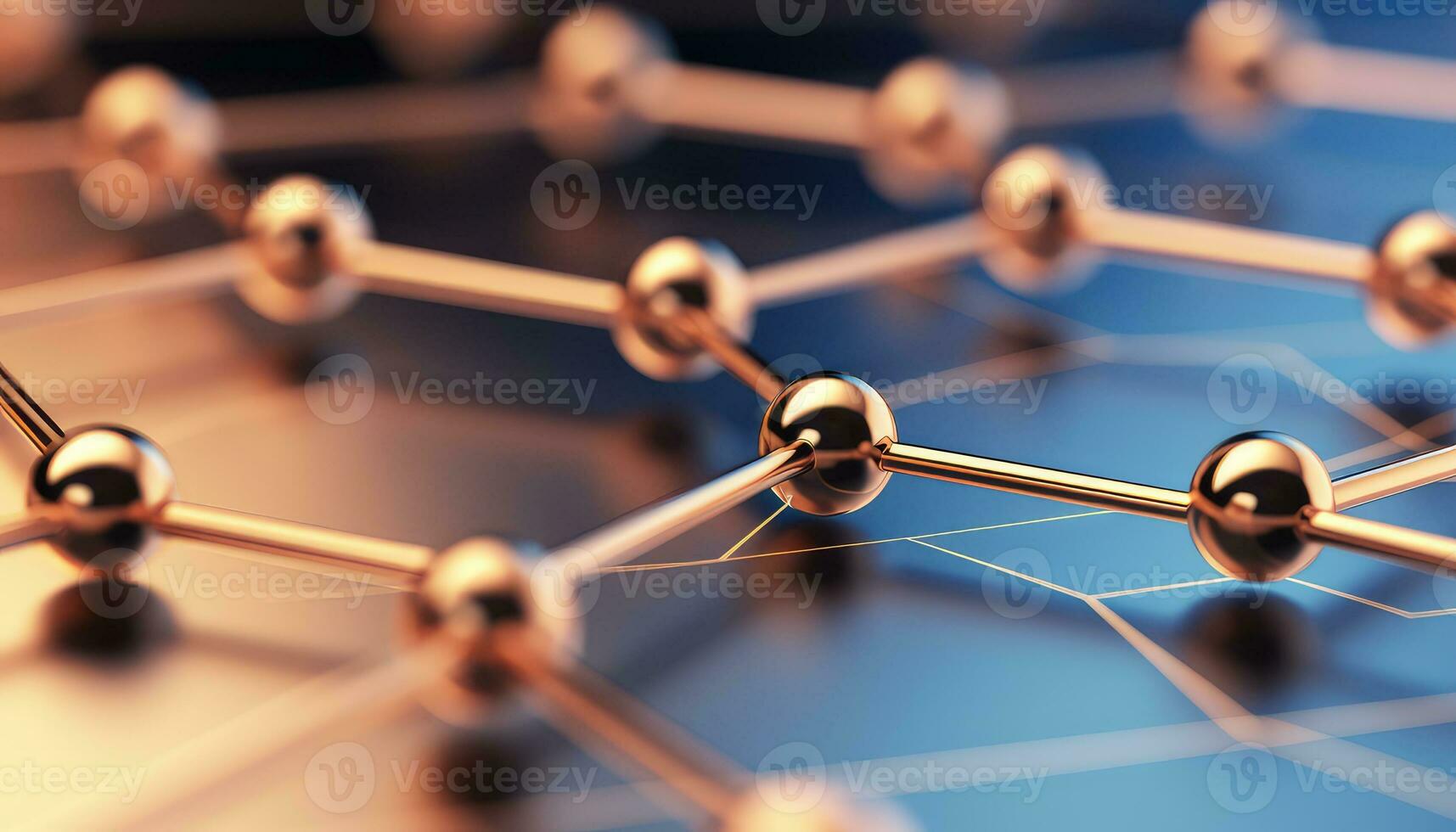 Atomic Shower Metal Atoms on Hexagonal Grid AI generated photo