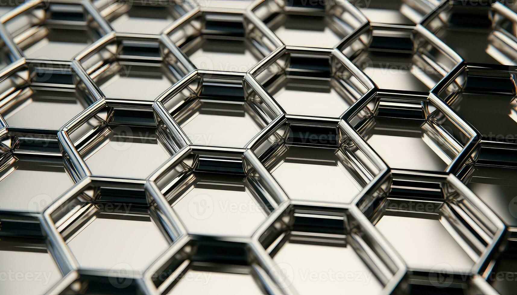 atómico ducha metal átomos en hexagonal cuadrícula ai generado foto