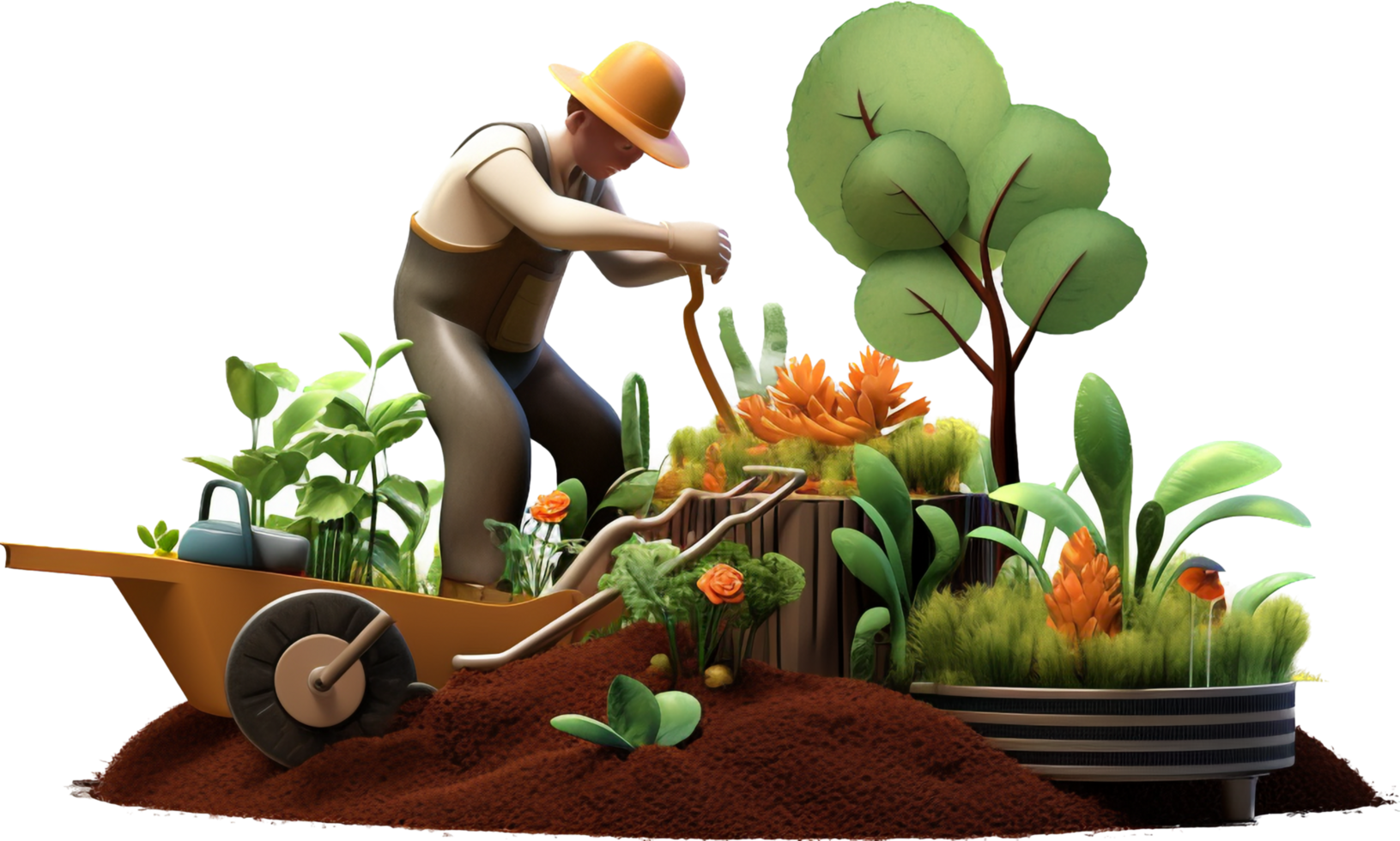 Gardening png with AI generated.