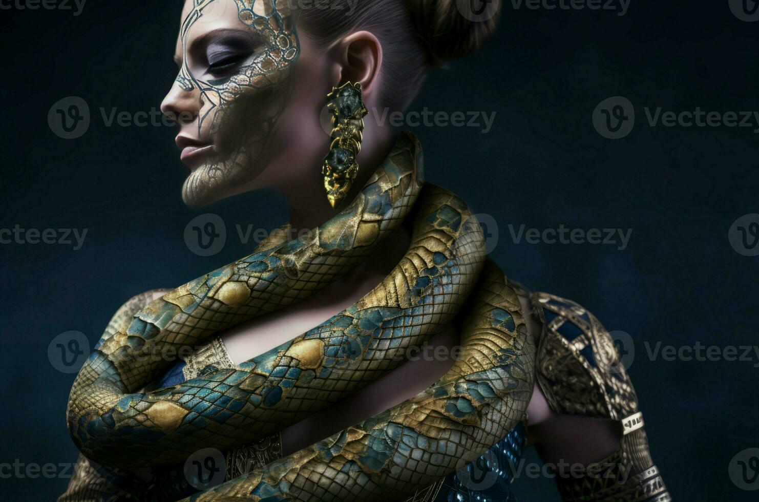 mujer serpiente retrato. generar ai foto