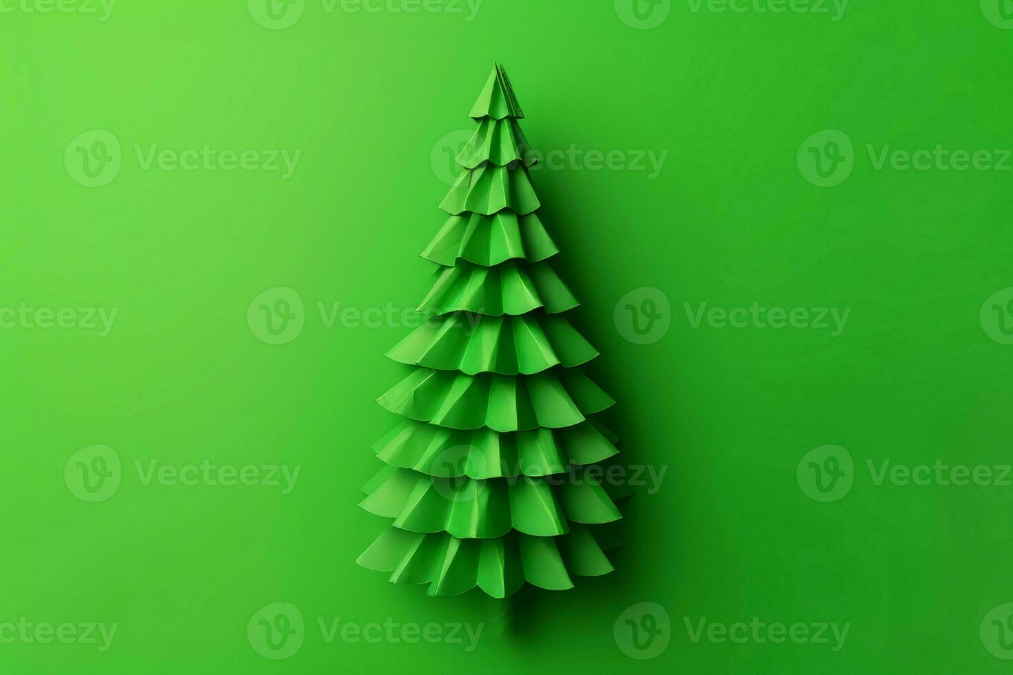 Christmas green tree paper on background. Generate Ai photo