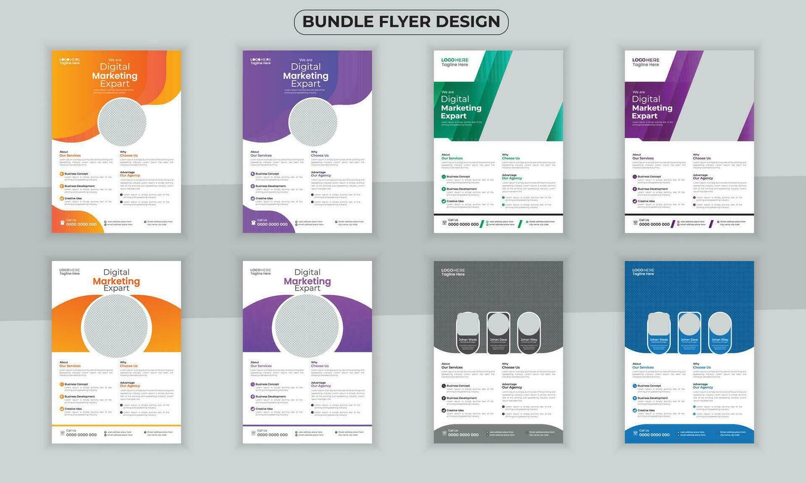 Business bundle Flyer Design Template and creative flyer set, corporate branding, business brochure flyer design a4 size vector