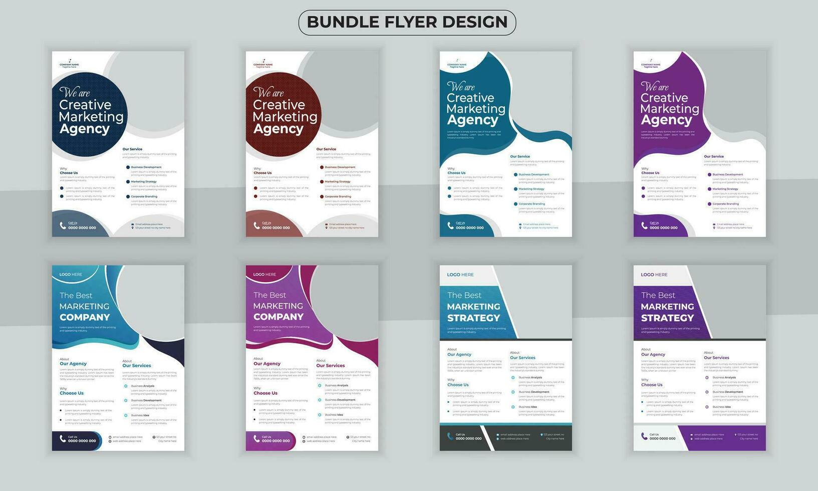 Business bundle Flyer Design Template and creative flyer set, corporate branding, business brochure flyer design a4 size vector