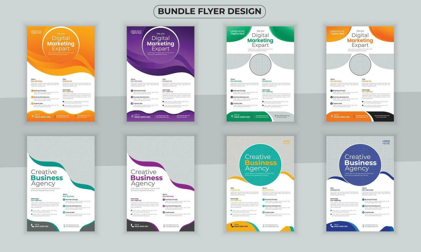 Business bundle Flyer Design Template and creative flyer set, corporate branding, business brochure flyer design a4 size vector