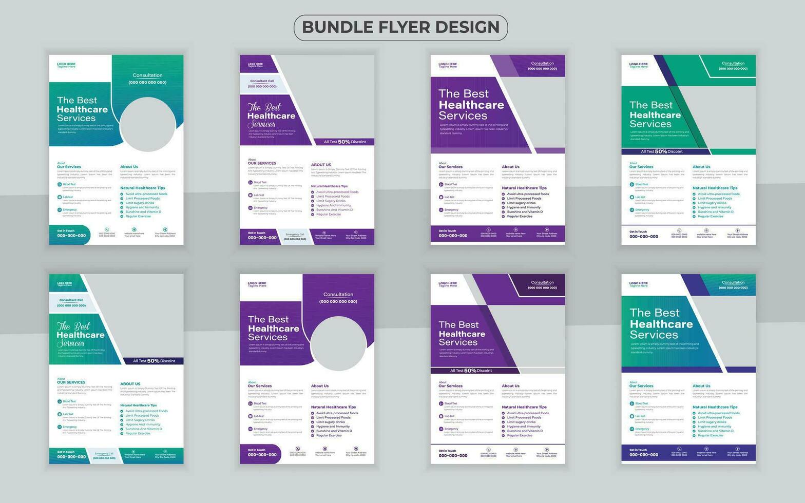 Medical bundle Flyer Design Template and Hospital Flyer set, corporate branding, Medical Brochure vector