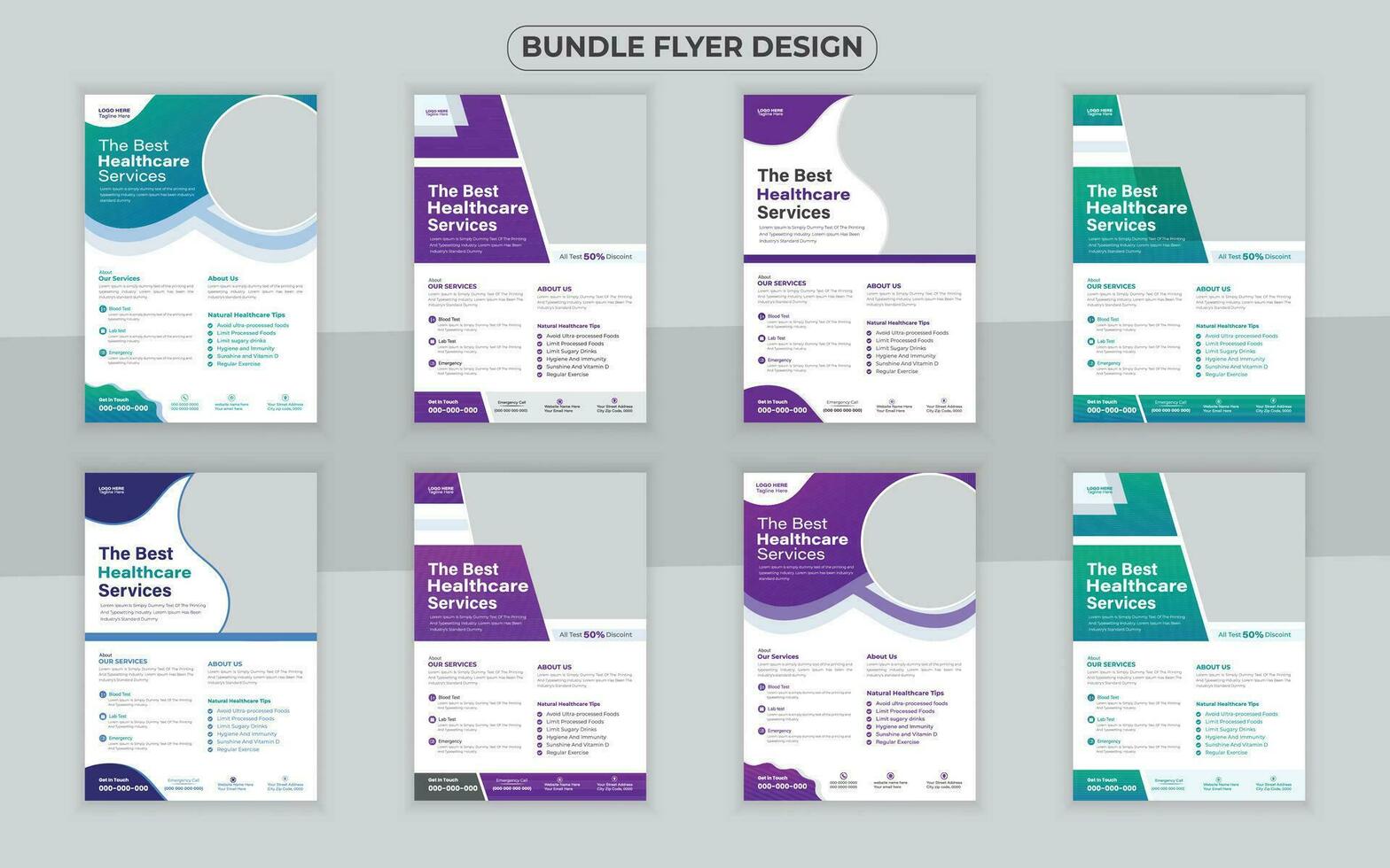 Medical bundle Flyer Design Template and Hospital Flyer set, corporate branding, Medical Brochure vector