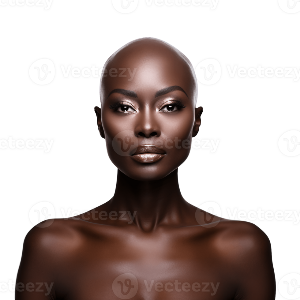 ai generative Beautiful bald woman isolated on transparent background png