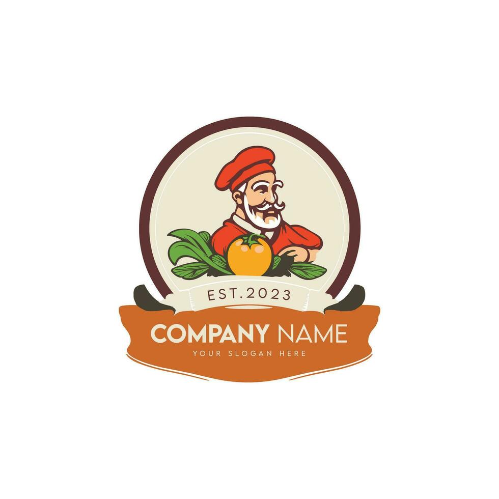 Chef vector logo design and vegetable shop logo design