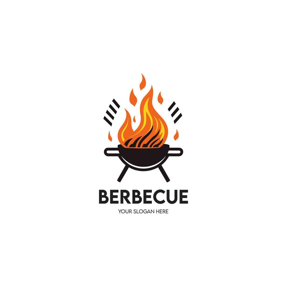 Barbecue vector logo design and BBQ grill symbol