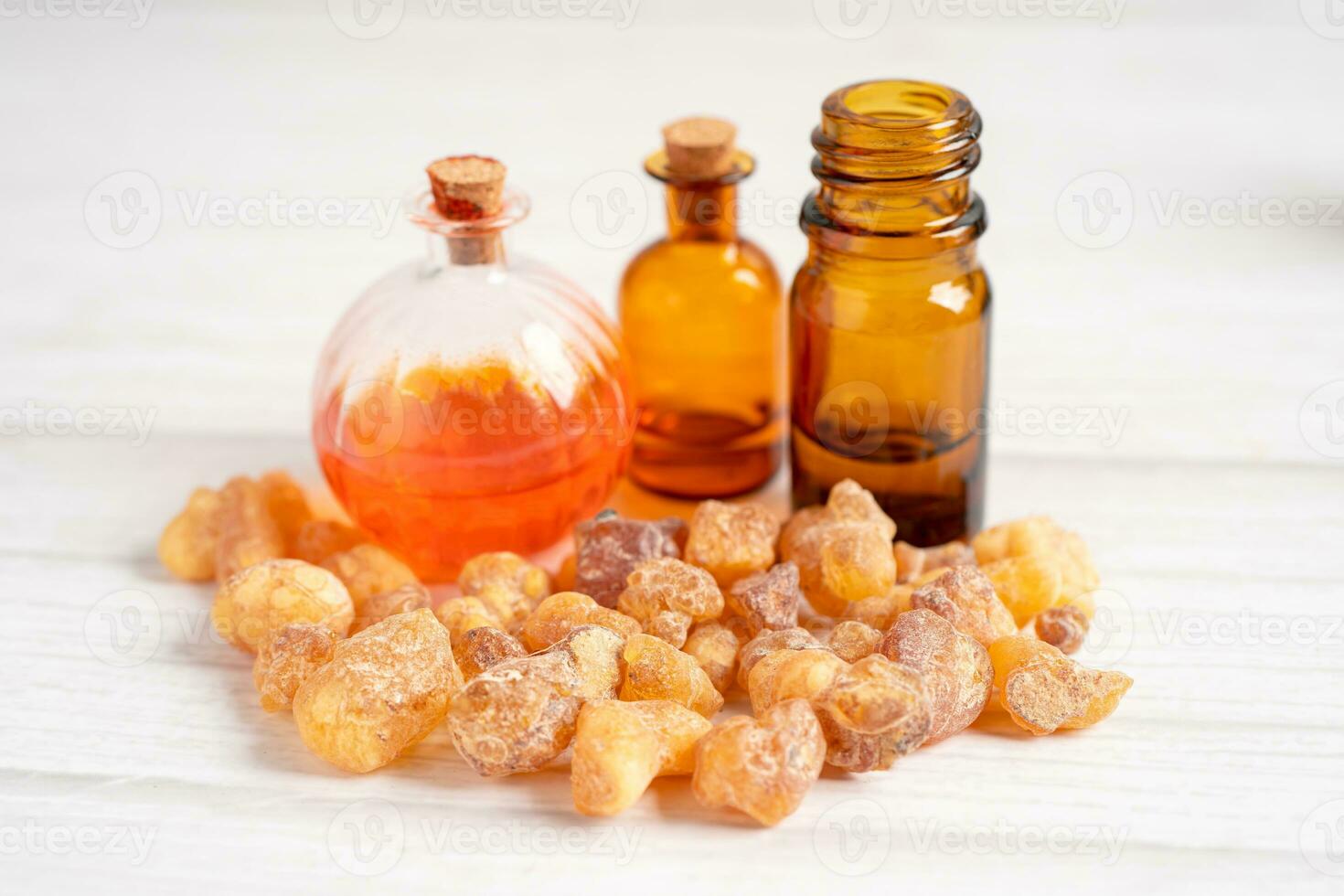 Frankincense or olibanum aromatic resin isolated on white background used in incense and perfumes. photo