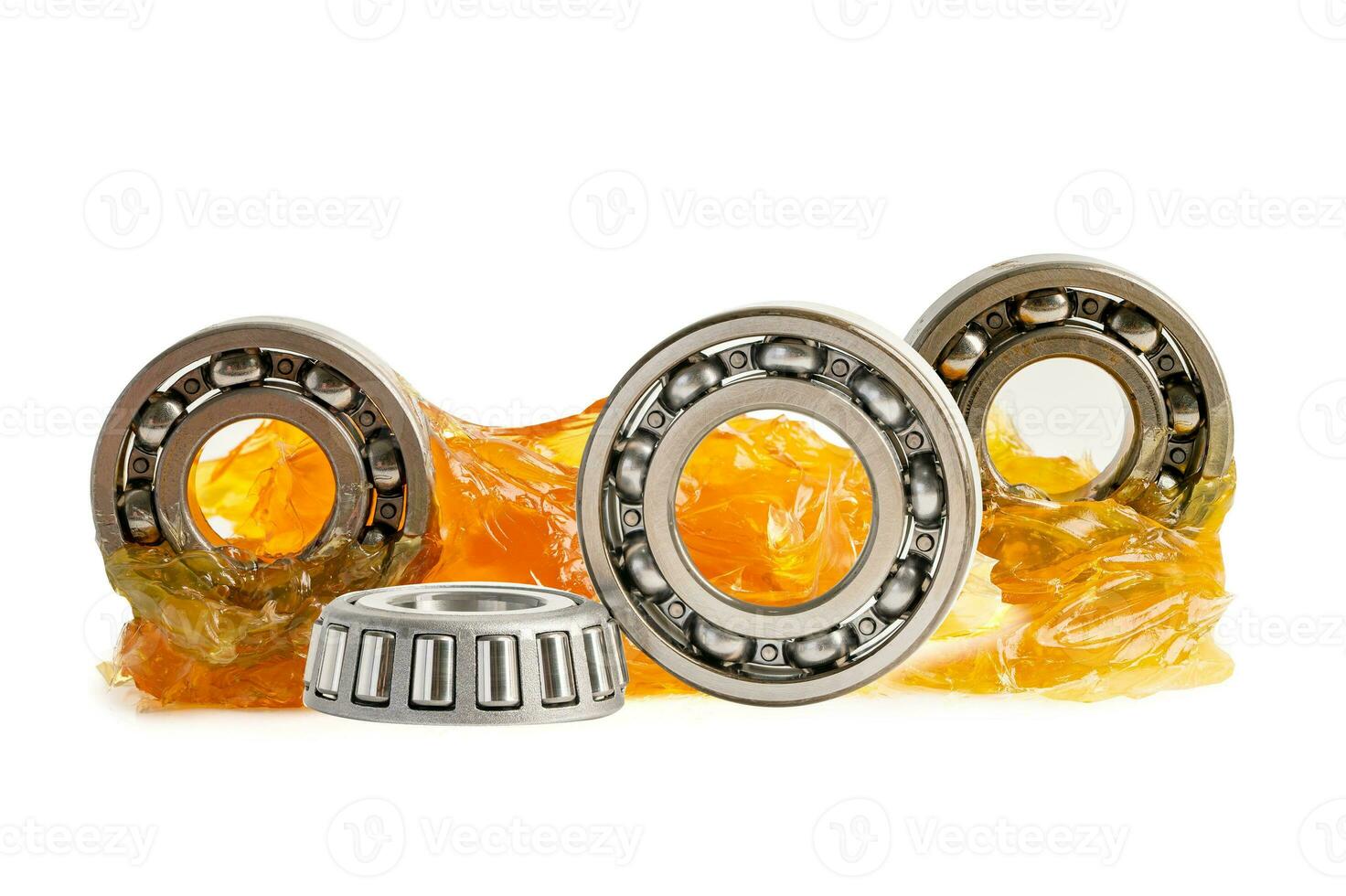 Ball bearing stainless with grease lithium machinery lubrication for automotive and industrial  isolated on white background. photo