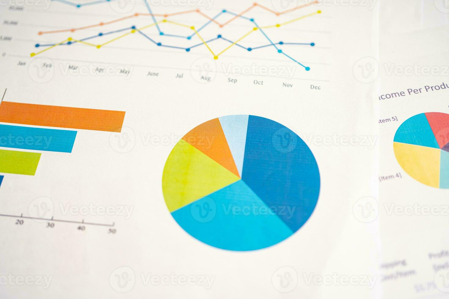 Pen on chart or graph paper. Financial, account, statistics and business data concept. photo