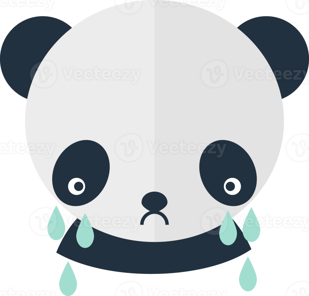 Color avatar panda head crying and sad png