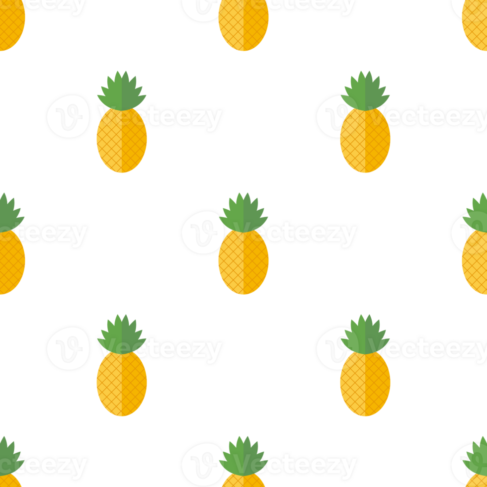 Seamless pattern with fresh ripe pineapples in flat style png