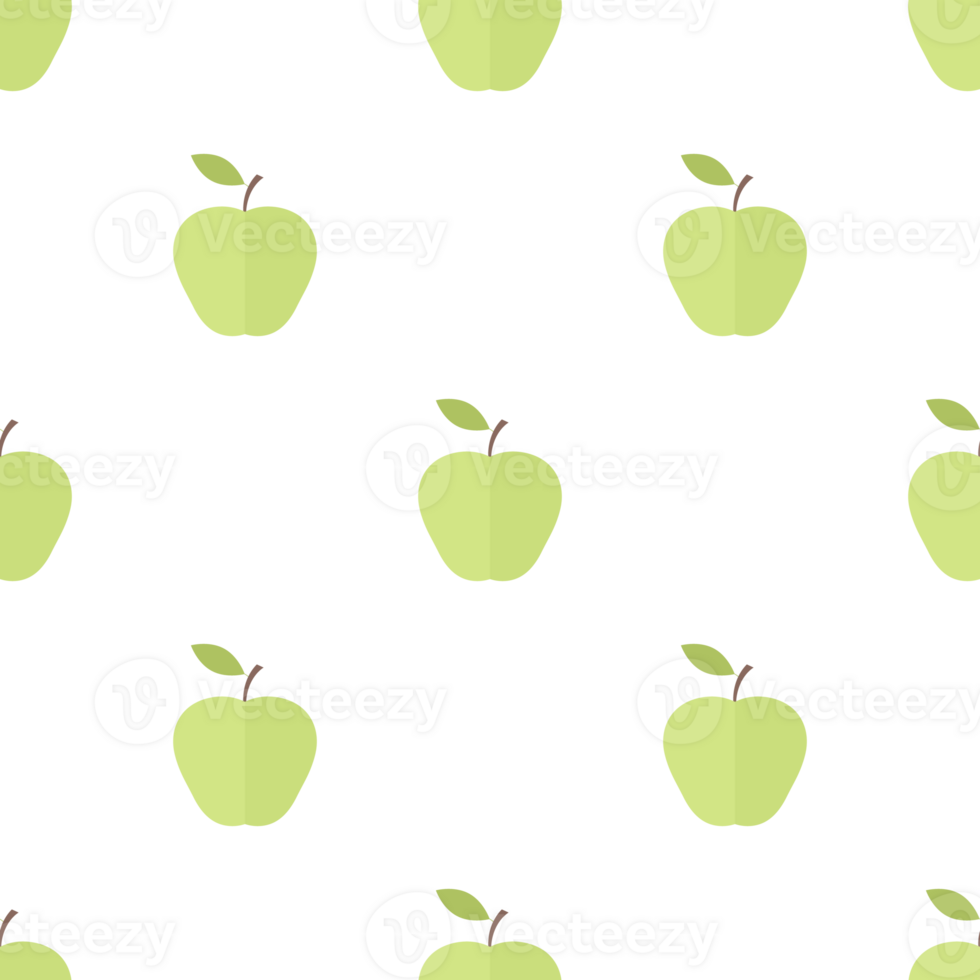 Seamless pattern with fresh apples and green leaf in flat style png