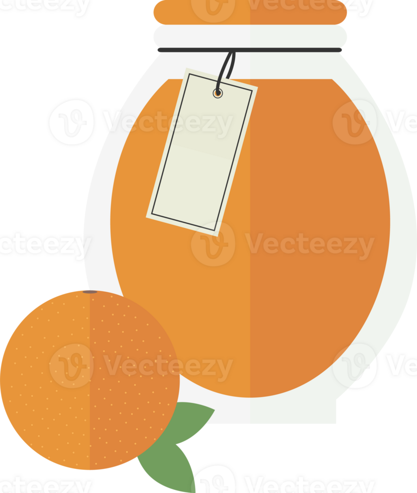 Transparent jar with orange jam, juice png